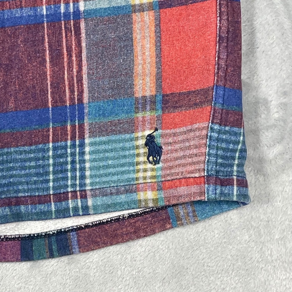 Polo Ralph Lauren Mens Small Plaid Fleece Shorts Multicolor Drawstring Pony Logo - Picture 3 of 11